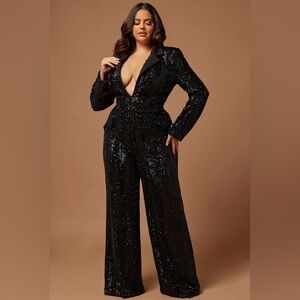 Fashion Nova Glittering Black Jumpsuit